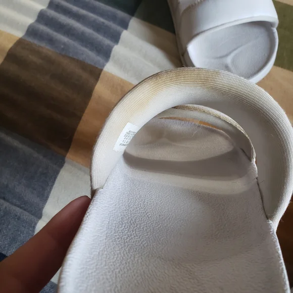 Nike White Dual-Strap Slide Sandals with Black Swoosh - Picture 6 of 6